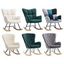 Comfy Rocking Armchair with High Backrest Seat for Adults Living Room Bedroom UK