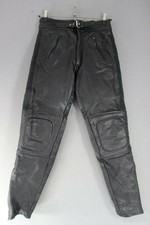 KETT BY LINTEK GLEAVE BLACK LEATHER BIKER TROUSERS: WAIST 30 IN/INSIDE LEG 31 IN