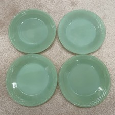 Set of 4 Jadeite Fire King Jane Ray Dinner Plates 23cm Made In USA