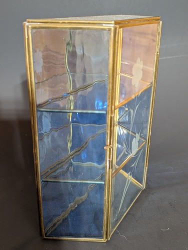 Vintage hexagonal brass glass - vintage,
