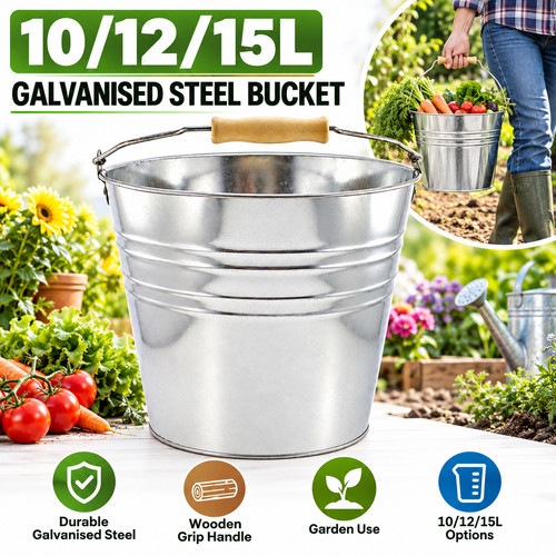 Galvanised steel bucket - steel,