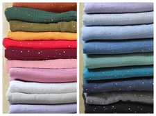 Gold Speckled 100% cotton double gauze muslin fabric per 1/2m