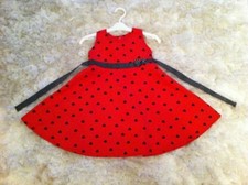 NEW Girls Dress Red Black Bow