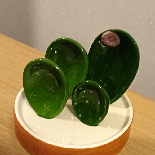 Decorative green glass cactus - green,