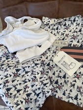 Jack Wills Shortie Pyjama Set White With Blue Reindeer 12 Tank/Shorts/Bag Cotton