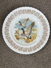 Vintage Gainsborough Porcelain Flying Duck Dinner Plate Gilt Trim VGC