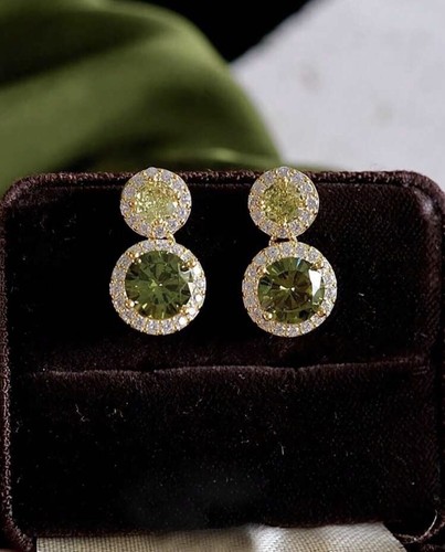 Green crystal earrings - , drop