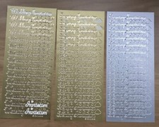 3 X Wedding Invitation Evening PEEL OFF STICKERS Card Making - Silver / Gold