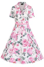Luella Floral Swing Dress Hearts & Roses London Plus Size 18-26 white pink shirt