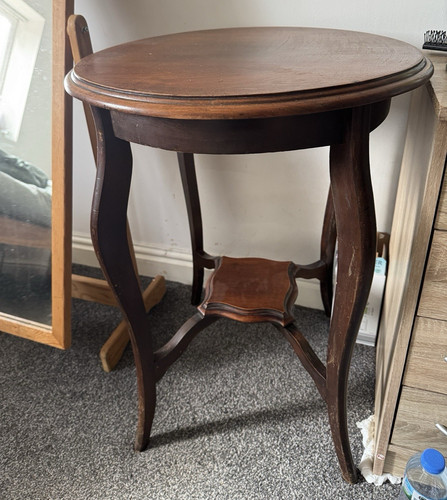 Round wooden side - table, dark