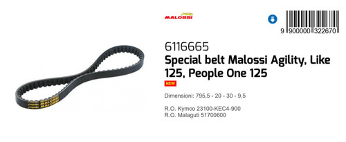 Malossi drive belt kymco - malossi,