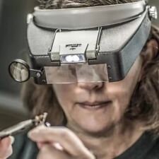 Headband Visor Magnifier Head Lamp Magnifying Glass Jeweler Loupe with LED Light