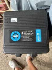 JAVAC EL75372 4-VALVE MULTI GAS MANIFOLD WITH SIGHT GLASS, HOSES & CARRY CASE