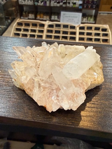 Clear quartz crystal cluster - quartz,