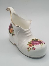 Vintage Fine Bone China Cottage Rose Decorative Ornament Boot 