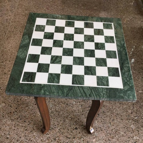 Green marble chess table - 15",