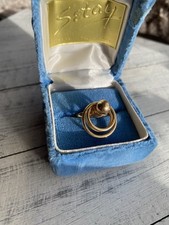 Vntg Norman Teufel 14K Gold Spinner Ring, Kenetic Motion, 3 Rings, 1975 Sz 6 1/4