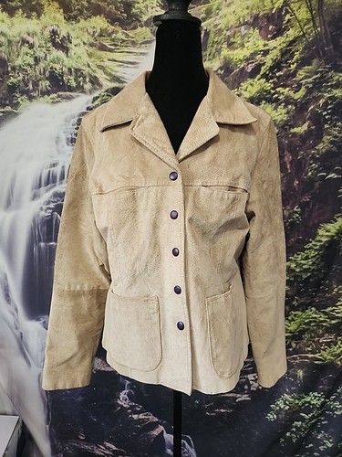 Tan leather jacket - button, up