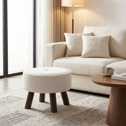 Teddy fleece foot stool - fleece, vanity