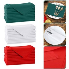 20" Christmas Square Napkin Spun Polyester Linen Xmas Tableware Wedding Decor