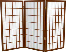 3 Ft. Short Window Pane Shoji Screen - Walnut - 3 Panels