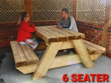 Rustic Solid Wooden Sleeper Outside Table Benches/Garden Furniture/G.Britain🇬🇧