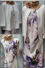 Roman cream lilac mother bride wedding occasion dress m & s jacket outfit 18.