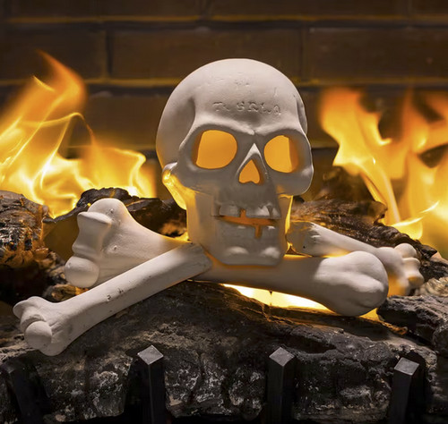 Ceramic skull bones fire - skull,