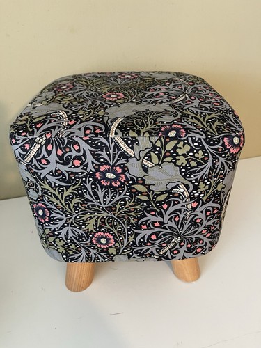Square footstool with - footstool, handmade