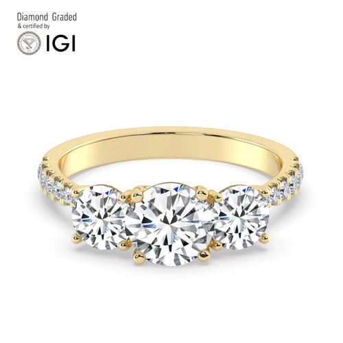 Round diamond trilogy ring 14k - diamond,