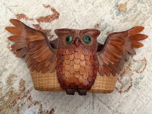 Vintage 1970s wicker owl - 1970s,