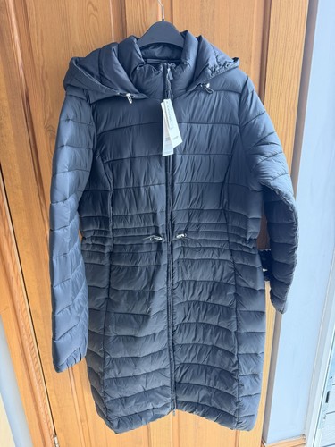Black thin long puffa puffer - black,