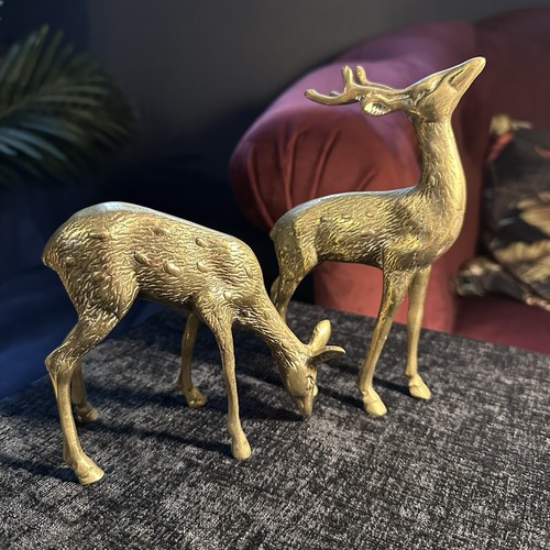 1960s brass deer - deer, figurines