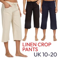 Ladies linen length pants - ladies,