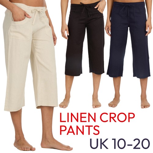 Ladies linen length pants - ladies,
