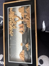 Vintage Carved Cork Diorama Wall Picture (A1)