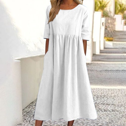 Womens short sleeve midi dress - midi,