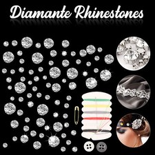 Mixed 3mm-10mm Round Clear Sew On Diamantes Beads Glass Crystal Rhinestones 100x