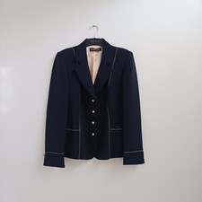 Jacques Vert Blazer Jacket UK 12 Worn Once Navy Gold Trim Occasion Wedding 