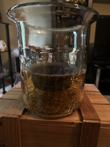 Candle holder crackle glass - holder,