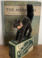 Small Antique Vintage Steiff Black Cat Soft Toy Teddy Bear Pal C.1950s