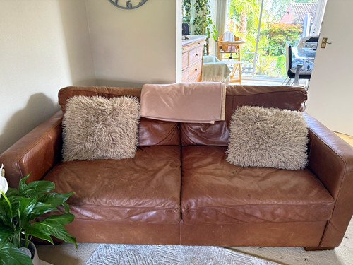 Brown leather seater - 2-seater, sofa