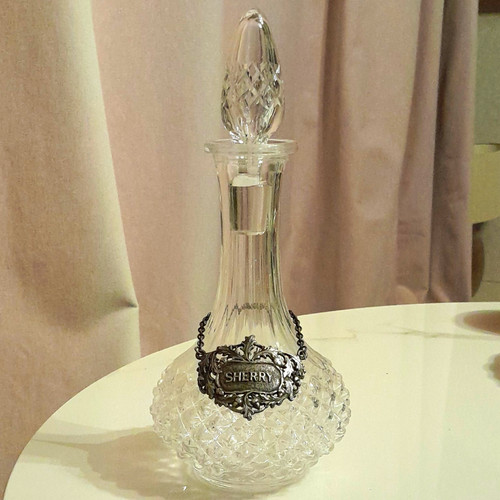 Cut glass sherry decanter with - cut,