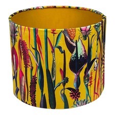 Botanical Velvet Handmade Lampshade with Mustard Gold Lining