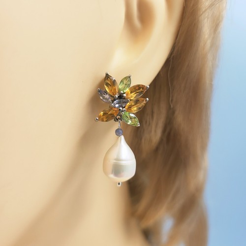 Handmade silver earrings with - silver,