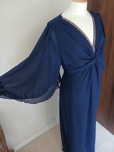 Navy blue chiffon maxi - navy,