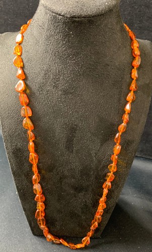 Amber necklace with - with, polished
