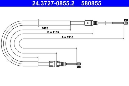 Brake cable for peugeot - cable, 208
