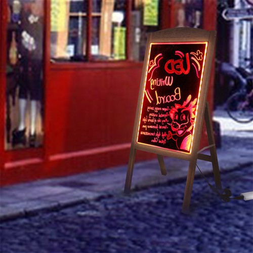 Wooden led pavement sign - wooden,