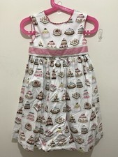 Lovely Girls Darcy Brown Off White Cakes Print Bow Tie Dress 3yrs???